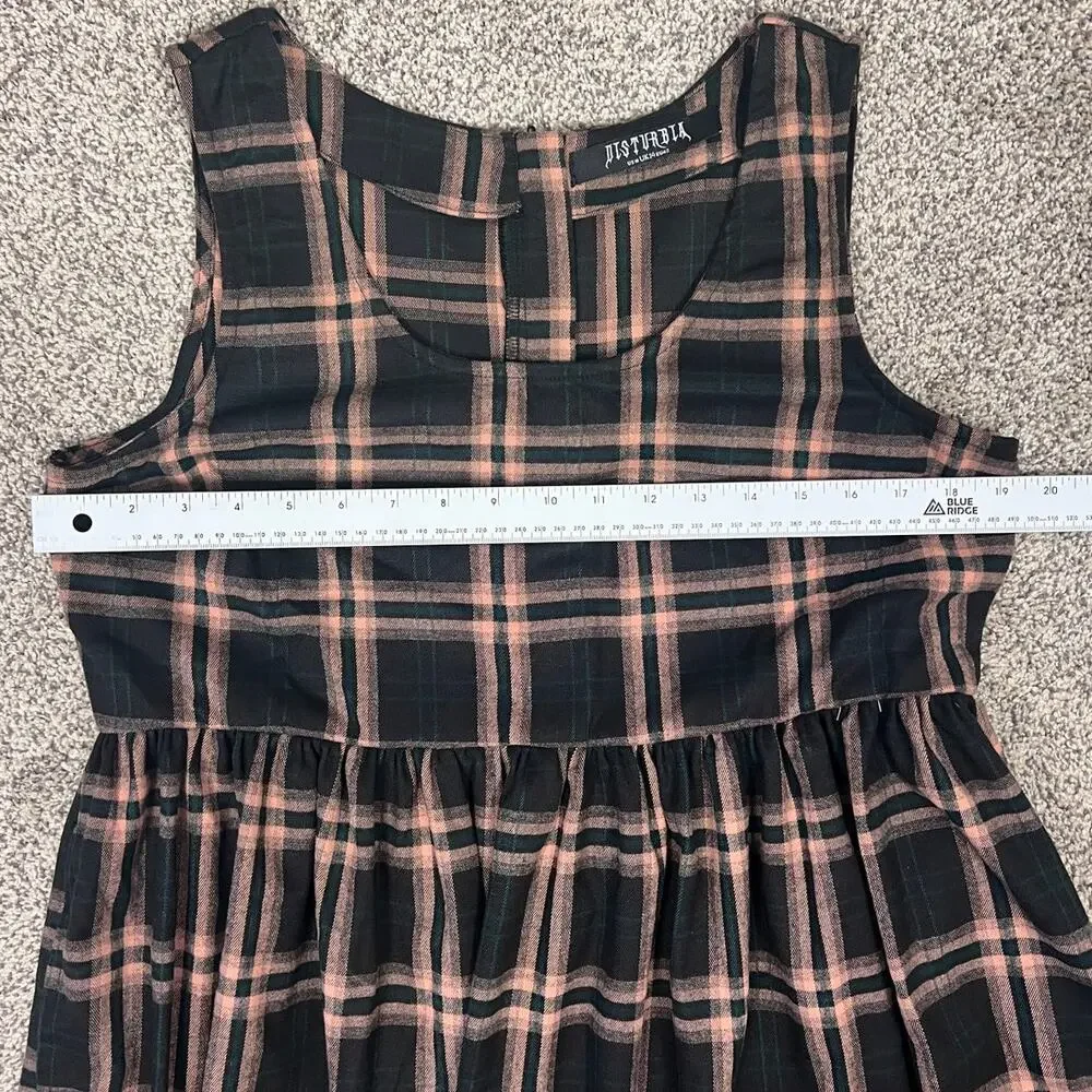 Disturbia Womens 10 Grunge Academia Witchy Edgy Emo Plaid Fit & Flare Mini Dress - Picture 9 of 10